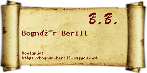 Bognár Berill névjegykártya